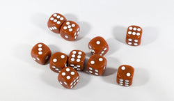 Brown Opaque Dice Set 16mm 6-Sided RPG Magic D&D Unique with White Pips Rolls (Online Only)