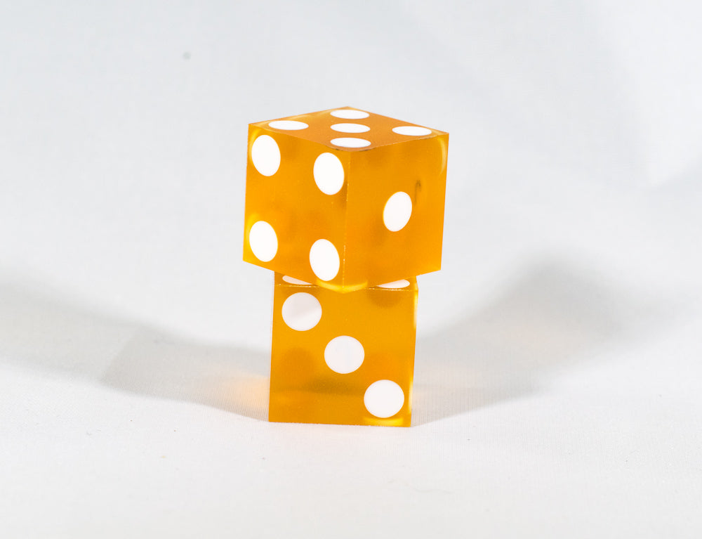 Orange Saffron Casino Dice d6 19mm Razor Edge No Serial Numbers or Names Clean (Online Only)