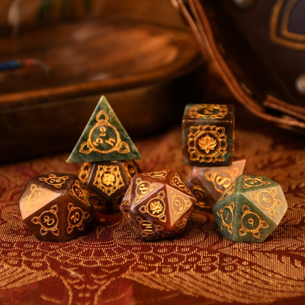 Indian, Indian Agate Stone Dice Set - Dice Around the World Collection (ONLINE ORDER ONLY)