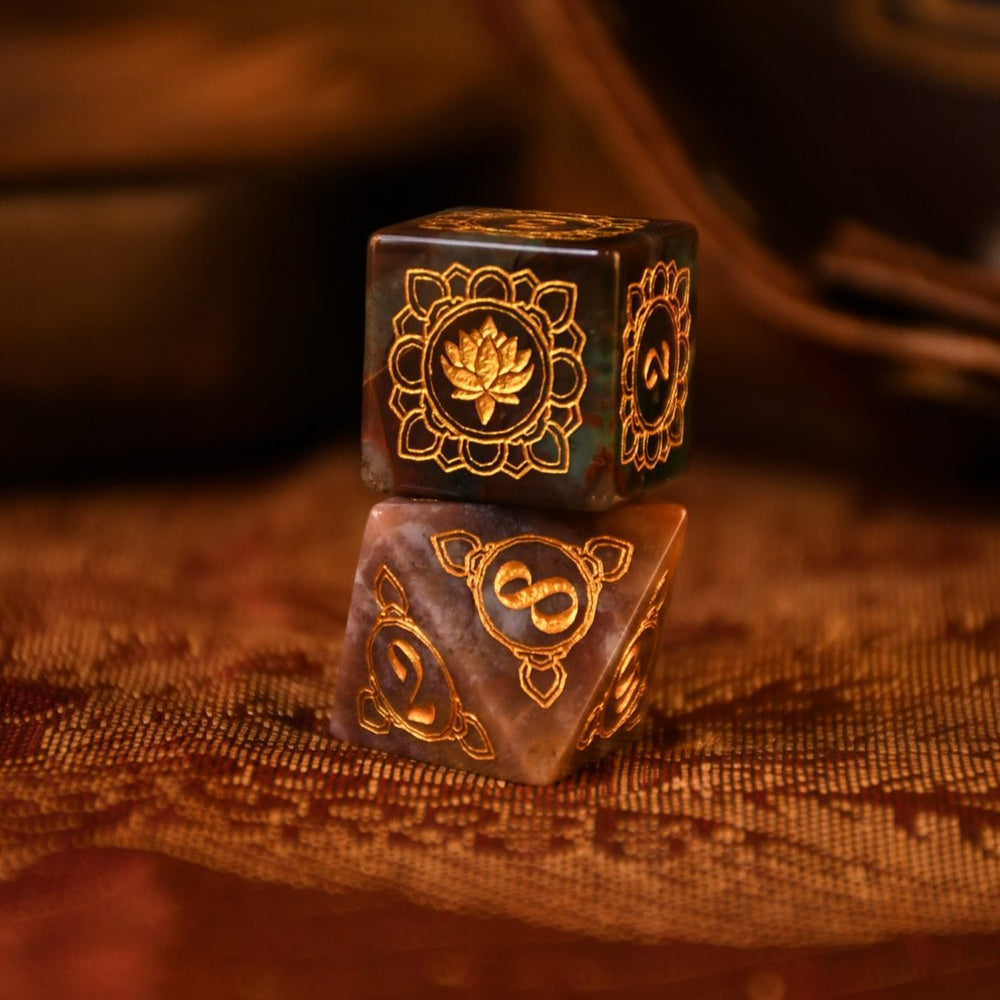 Indian, Indian Agate Stone Dice Set - Dice Around the World Collection (ONLINE ORDER ONLY)