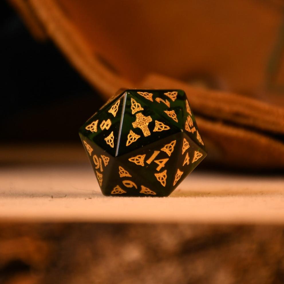 Celtic Green Glass Dice Set - Dice Around the World Collection (ONLINE ORDER ONLY)