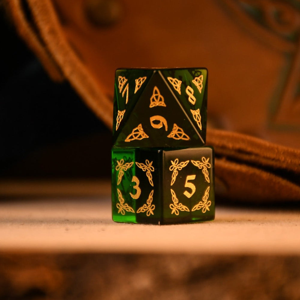 Celtic Green Glass Dice Set - Dice Around the World Collection (ONLINE ORDER ONLY)