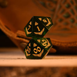 Celtic Green Glass Dice Set - Dice Around the World Collection (ONLINE ORDER ONLY)