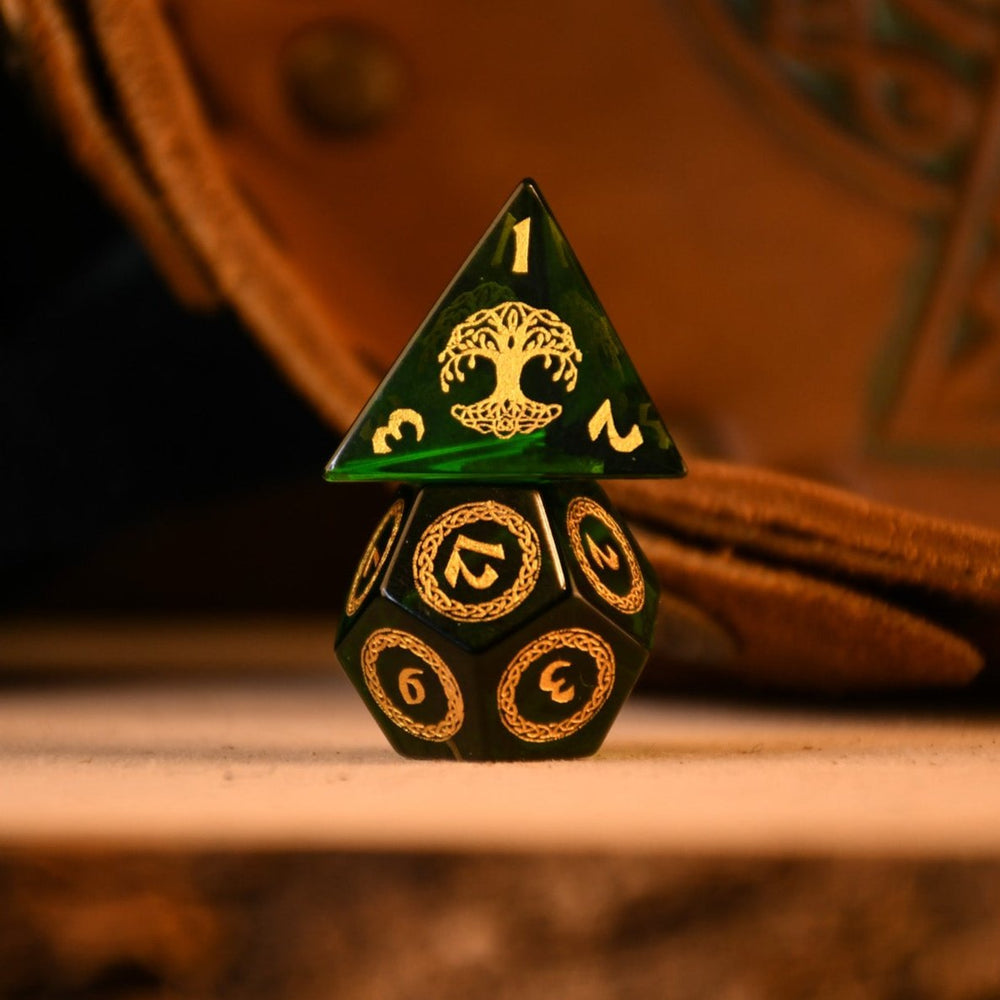 Celtic Green Glass Dice Set - Dice Around the World Collection (ONLINE ORDER ONLY)