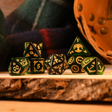 Celtic Green Glass Dice Set - Dice Around the World Collection (ONLINE ORDER ONLY)