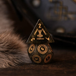 Nordic Black Labradorite Stone Dice Set - Dice Around the World Collection (ONLINE ORDER ONLY)