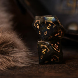 Nordic Black Labradorite Stone Dice Set - Dice Around the World Collection (ONLINE ORDER ONLY)