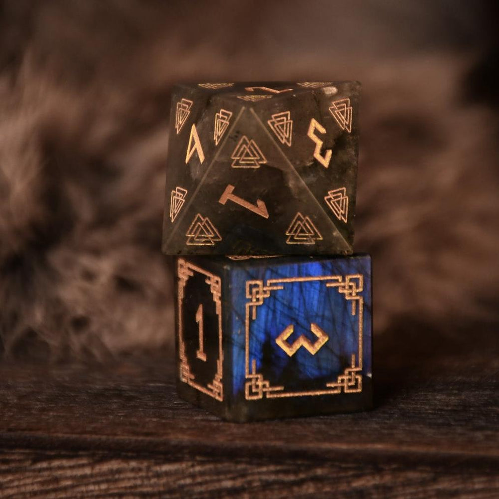Nordic Black Labradorite Stone Dice Set - Dice Around the World Collection (ONLINE ORDER ONLY)