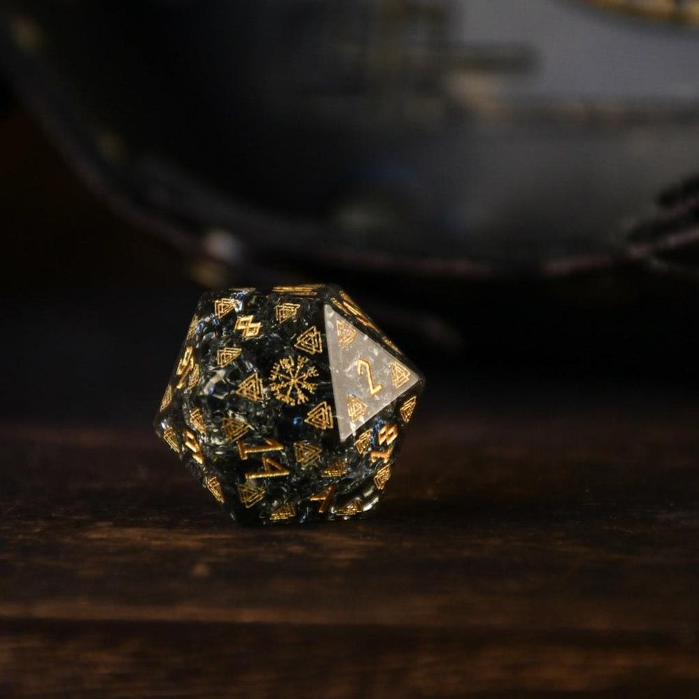 Nordic Black Shattered Glass Dice Set - Dice Around the World Collection (ONLINE ORDER ONLY)