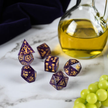 Greek Amethyst Stone Dice Set - Dice Around the World Collection (ONLINE ORDER ONLY)