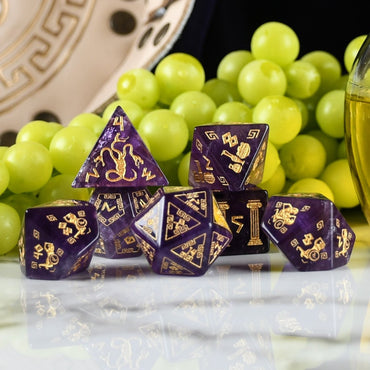 Greek Amethyst Stone Dice Set - Dice Around the World Collection (ONLINE ORDER ONLY)