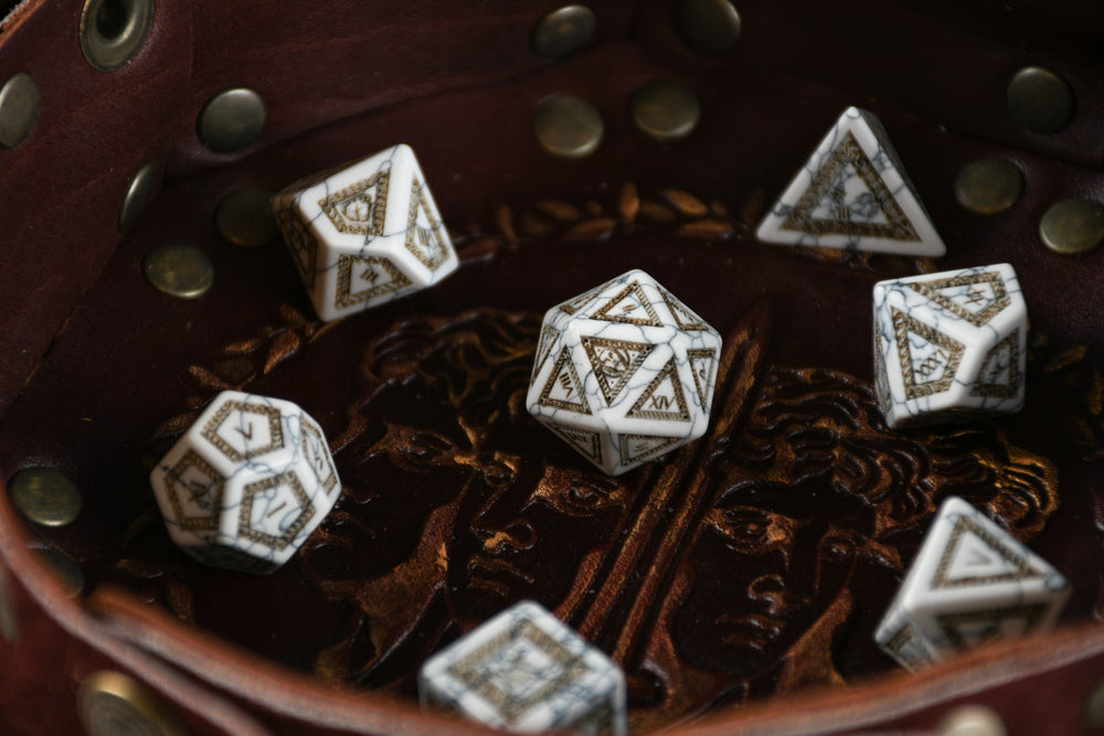 Roman White Howlite Stone Dice Set - Dice Around the World Collection (ONLINE ORDER ONLY)