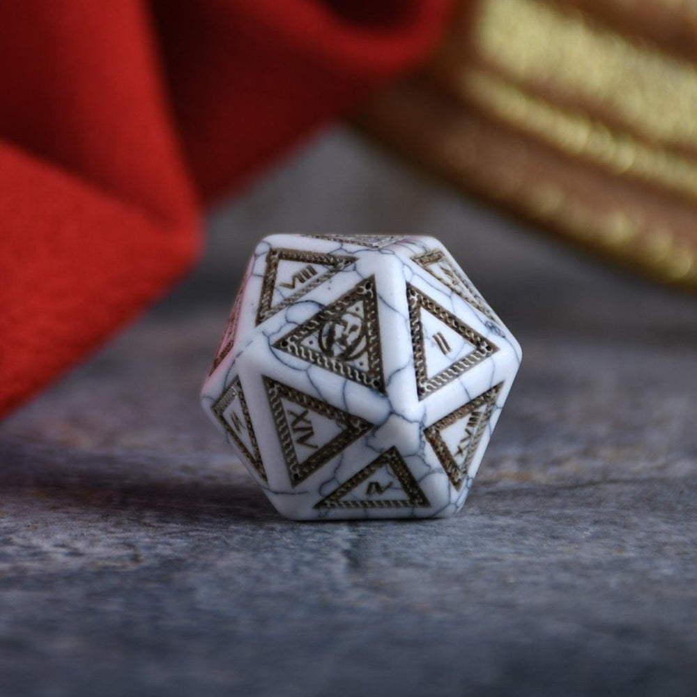 Pre-Order || Roman White Howlite Stone Dice Set
