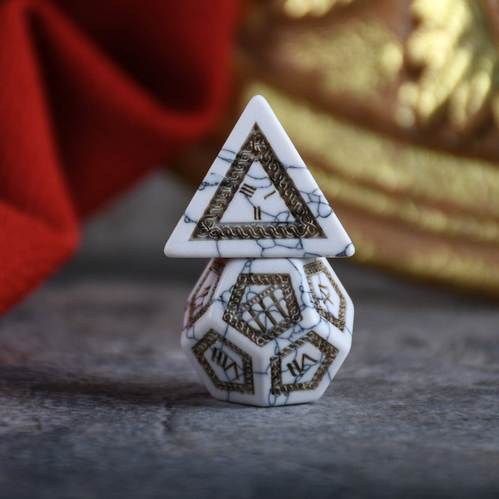 Roman White Howlite Stone Dice Set - Dice Around the World Collection (ONLINE ORDER ONLY)