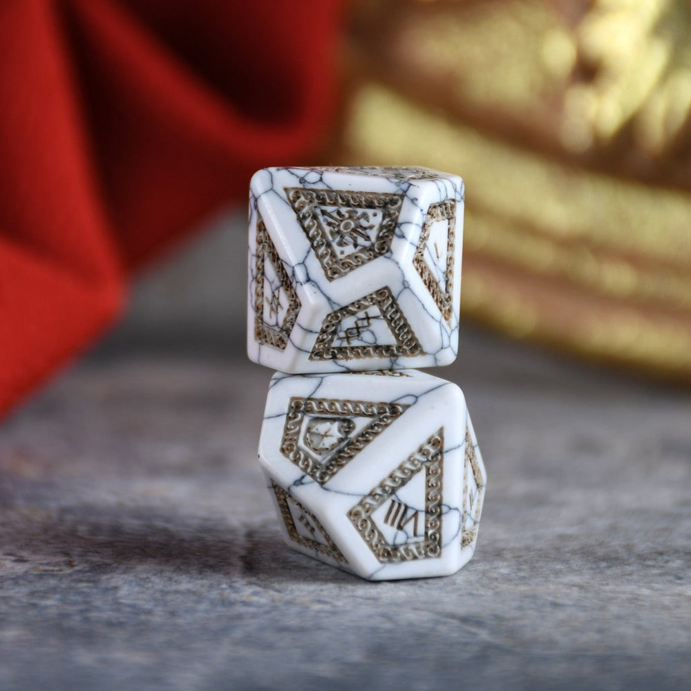 Roman White Howlite Stone Dice Set - Dice Around the World Collection (ONLINE ORDER ONLY)