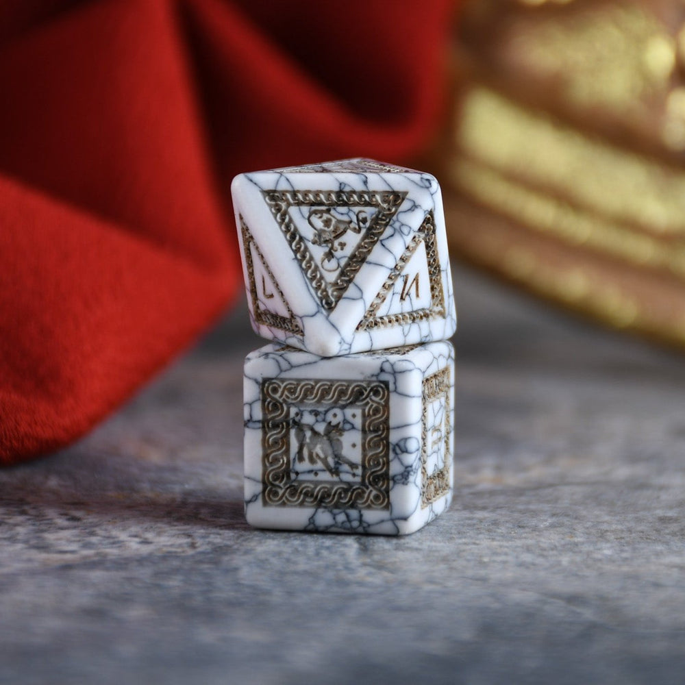 Pre-Order || Roman White Howlite Stone Dice Set