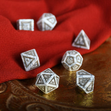 Roman White Howlite Stone Dice Set - Dice Around the World Collection (ONLINE ORDER ONLY)