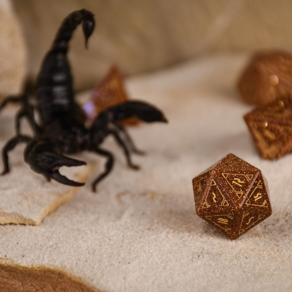 Egyptian Gold Sandstone Stone Dice Set - Dice Around the World Collection (ONLINE ORDER ONLY)