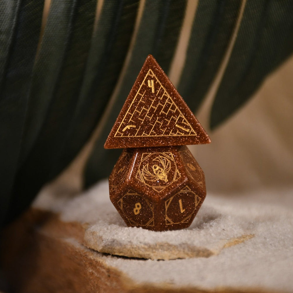 Egyptian Gold Sandstone Stone Dice Set - Dice Around the World Collection (ONLINE ORDER ONLY)