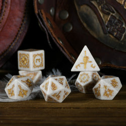 Mongolian White Opal Stone Dice Set - Dice Around the World Collection (ONLINE ORDER ONLY)