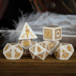 Mongolian White Opal Stone Dice Set - Dice Around the World Collection (ONLINE ORDER ONLY)