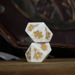 Mongolian White Opal Stone Dice Set - Dice Around the World Collection (ONLINE ORDER ONLY)