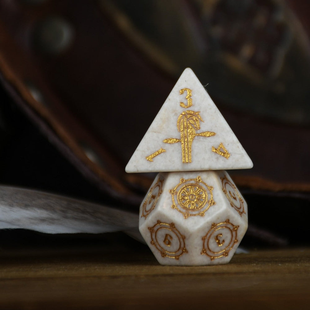 Mongolian White Opal Stone Dice Set - Dice Around the World Collection (ONLINE ORDER ONLY)
