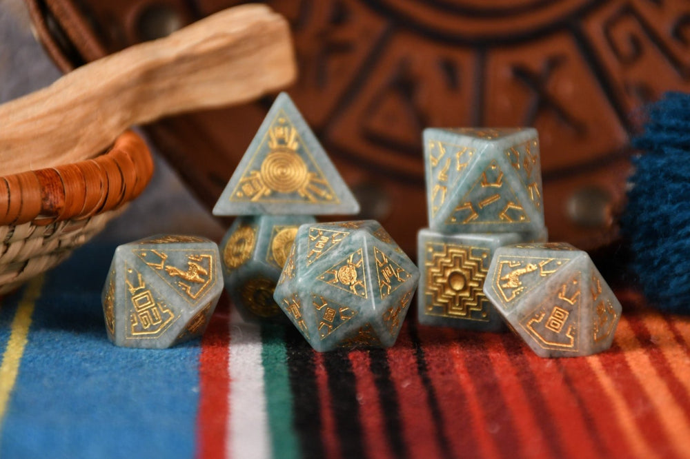 Peruvian Amazonite Stone Dice Set - Dice Around the World Collection (ONLINE ORDER ONLY)