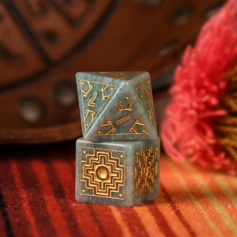 Peruvian Amazonite Stone Dice Set - Dice Around the World Collection (ONLINE ORDER ONLY)
