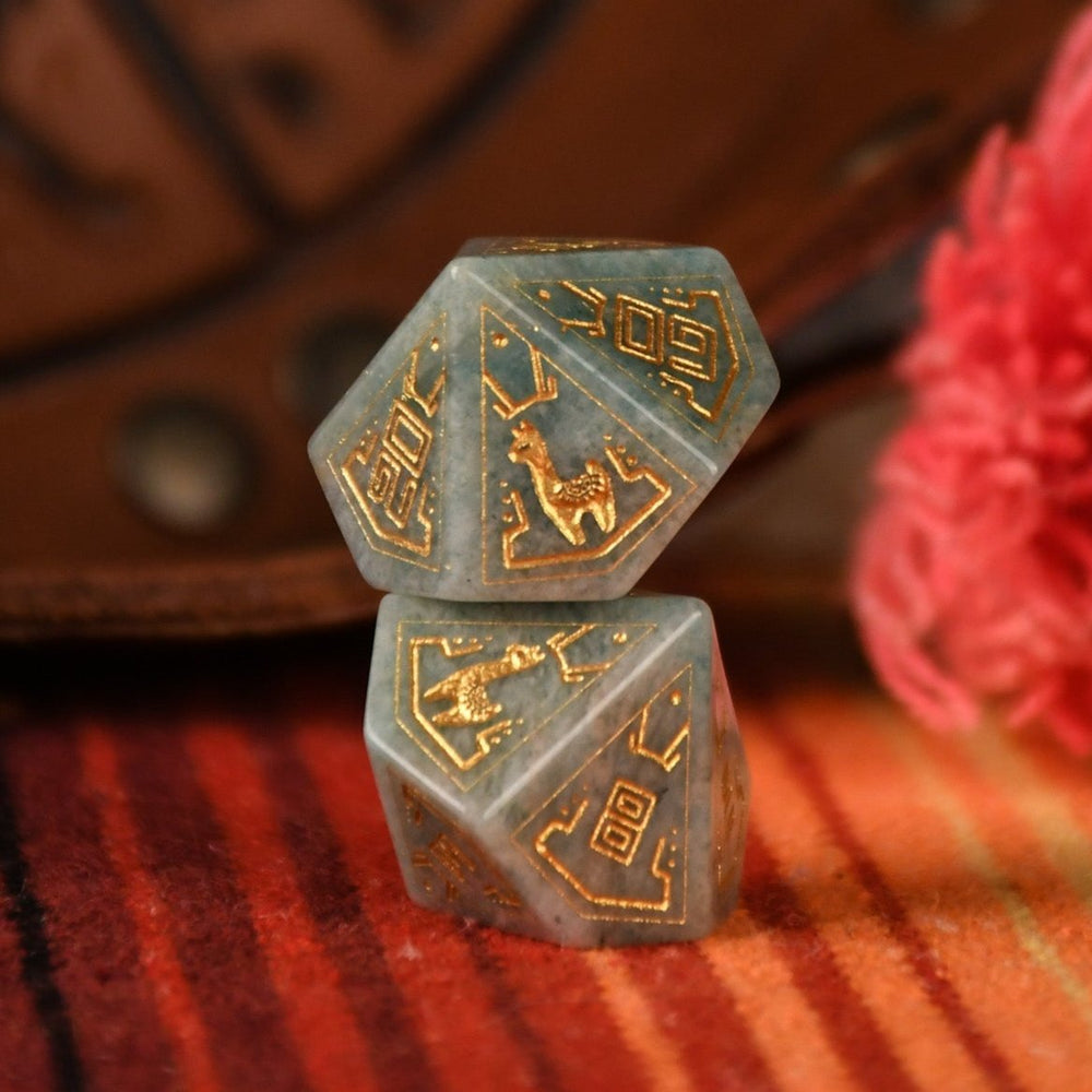Peruvian Amazonite Stone Dice Set - Dice Around the World Collection (ONLINE ORDER ONLY)