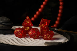 Japanese Frosted Red Glass Dice Set - Dice Around the World Collection (ONLINE ORDER ONLY)