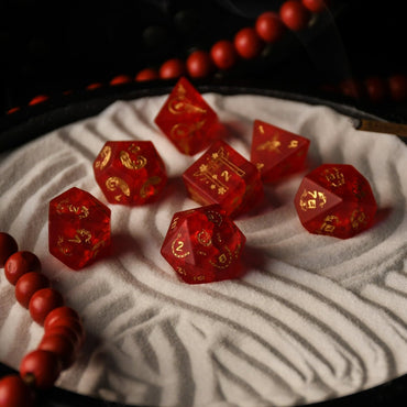 Japanese Frosted Red Glass Dice Set - Dice Around the World Collection (ONLINE ORDER ONLY)