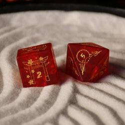 Japanese Frosted Red Glass Dice Set - Dice Around the World Collection (ONLINE ORDER ONLY)