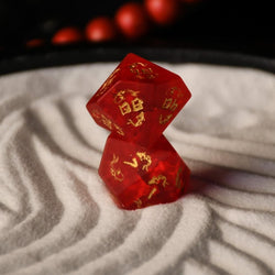 Japanese Frosted Red Glass Dice Set - Dice Around the World Collection (ONLINE ORDER ONLY)