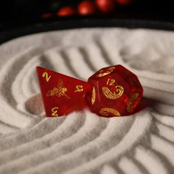 Japanese Frosted Red Glass Dice Set - Dice Around the World Collection (ONLINE ORDER ONLY)