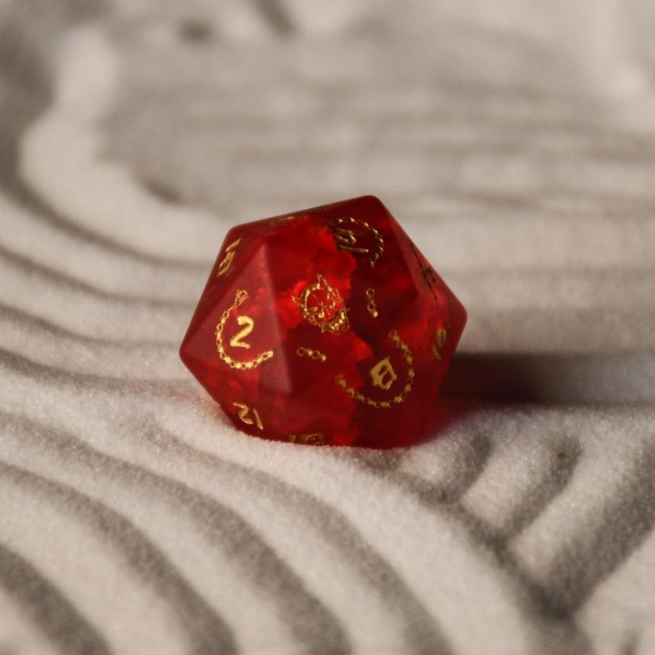 Japanese Frosted Red Glass Dice Set - Dice Around the World Collection (ONLINE ORDER ONLY)