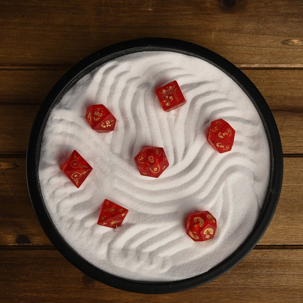 Japanese Frosted Red Glass Dice Set - Dice Around the World Collection (ONLINE ORDER ONLY)