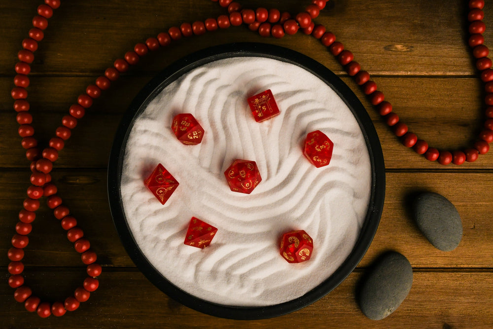 Japanese Frosted Red Glass Dice Set - Dice Around the World Collection (ONLINE ORDER ONLY)