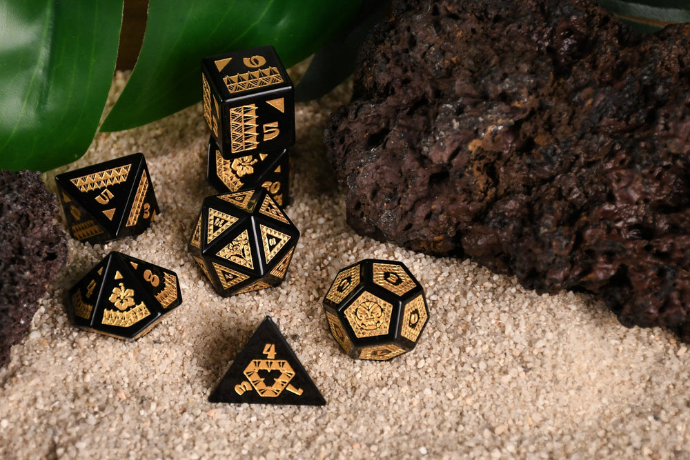 Polynesian Black Obsidian Stone Dice Set - Dice Around the World Collection (ONLINE ORDER ONLY)