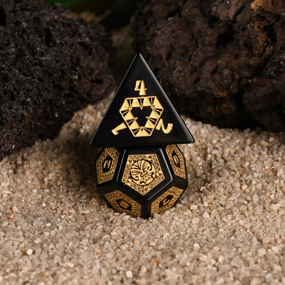 Polynesian Black Obsidian Stone Dice Set - Dice Around the World Collection (ONLINE ORDER ONLY)