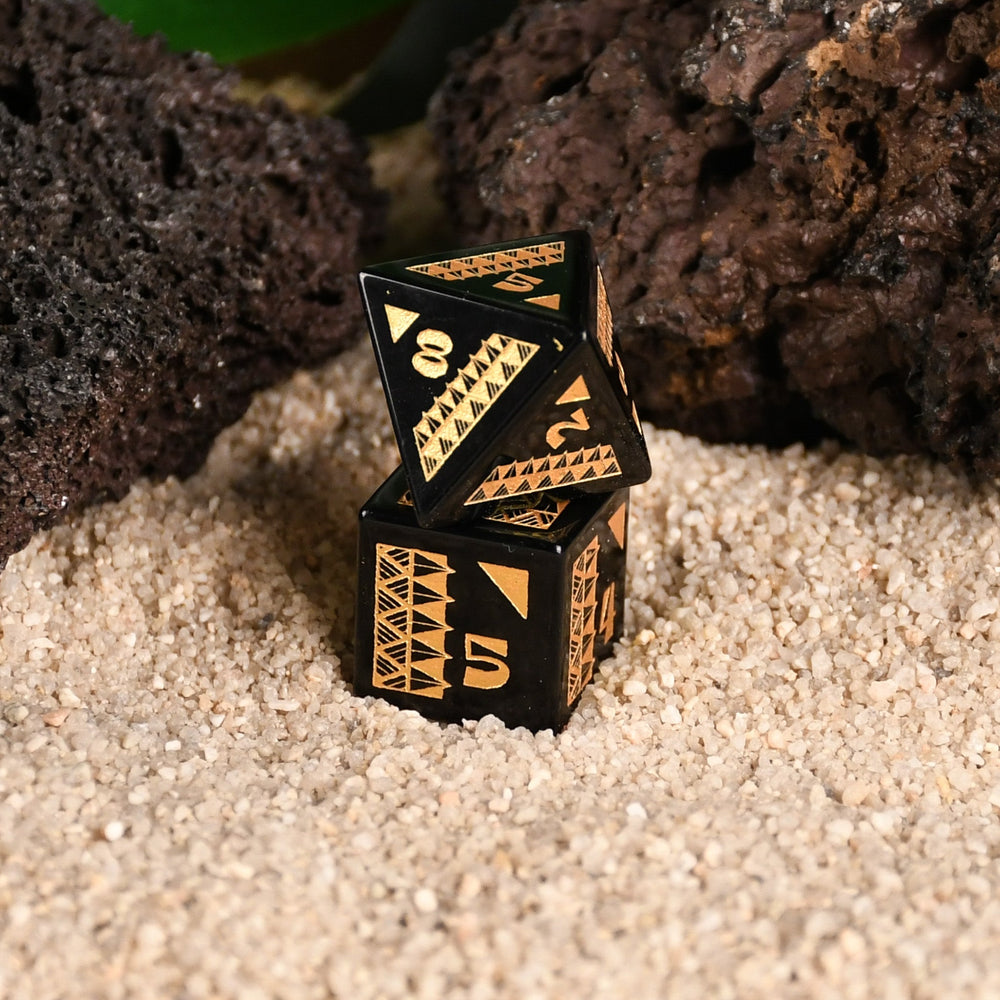 Polynesian Black Obsidian Stone Dice Set - Dice Around the World Collection (ONLINE ORDER ONLY)