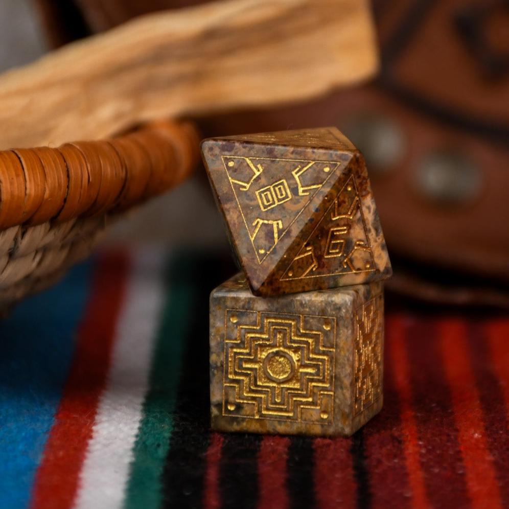 Peruvian Leopard Jasper Stone Dice Set - Dice Around the World Collection (ONLINE ORDER ONLY)