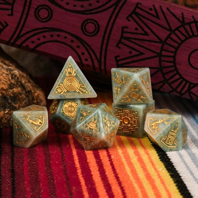 Peruvian Amazonite Stone Dice Set - Dice Around the World Collection (ONLINE ORDER ONLY)