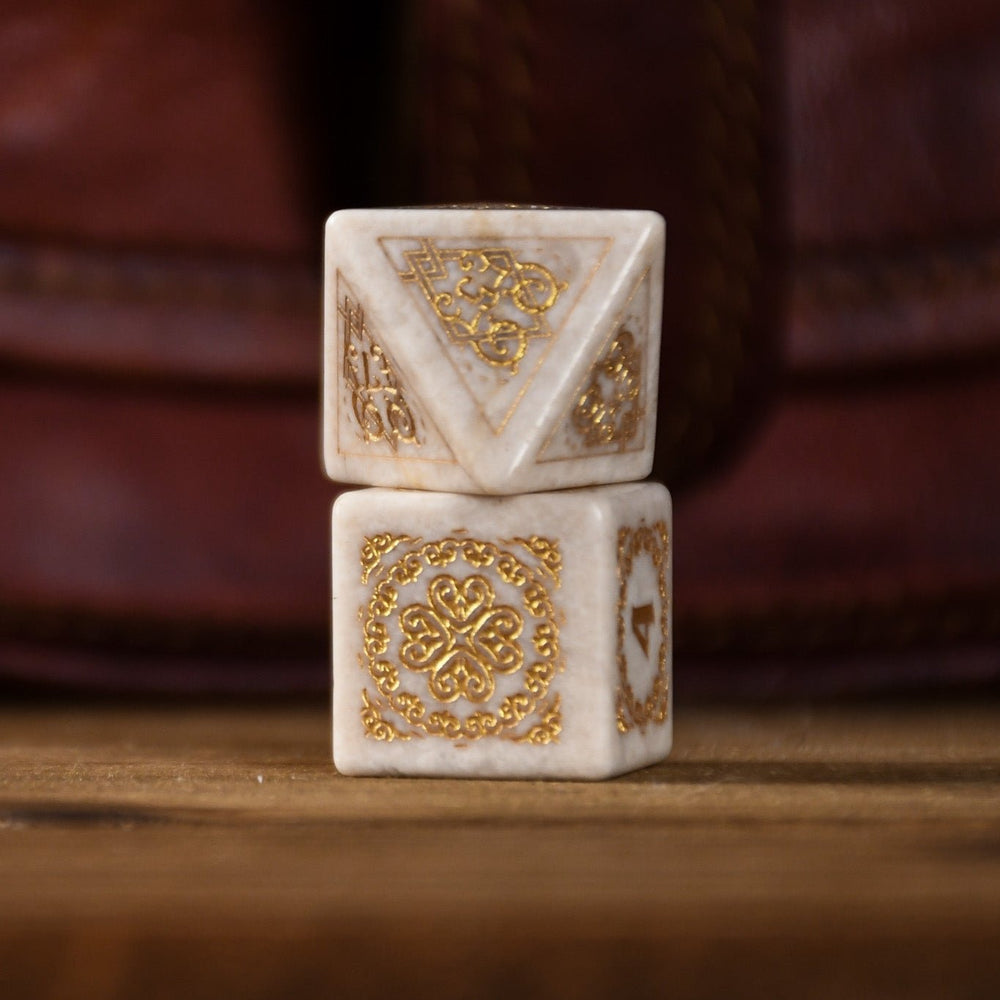 Mongolian White Opal Stone Dice Set - Dice Around the World Collection (ONLINE ORDER ONLY)
