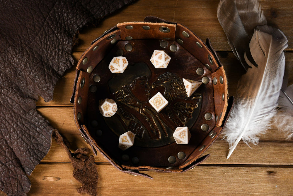 Mongolian White Opal Stone Dice Set - Dice Around the World Collection (ONLINE ORDER ONLY)