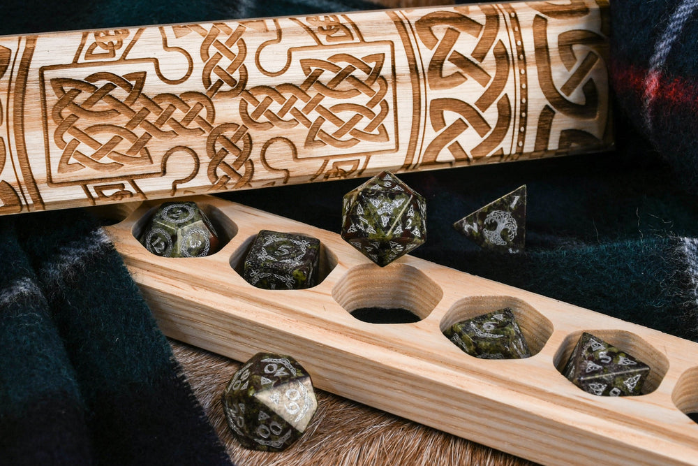 Celtic Dragon Blood Jasper Stone Dice Set – Dice Around the World Collection (ONLINE ORDER ONLY)