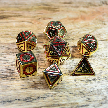 PRE-ORDER || Cleric's Domain Red & Gold Metal Dice Set