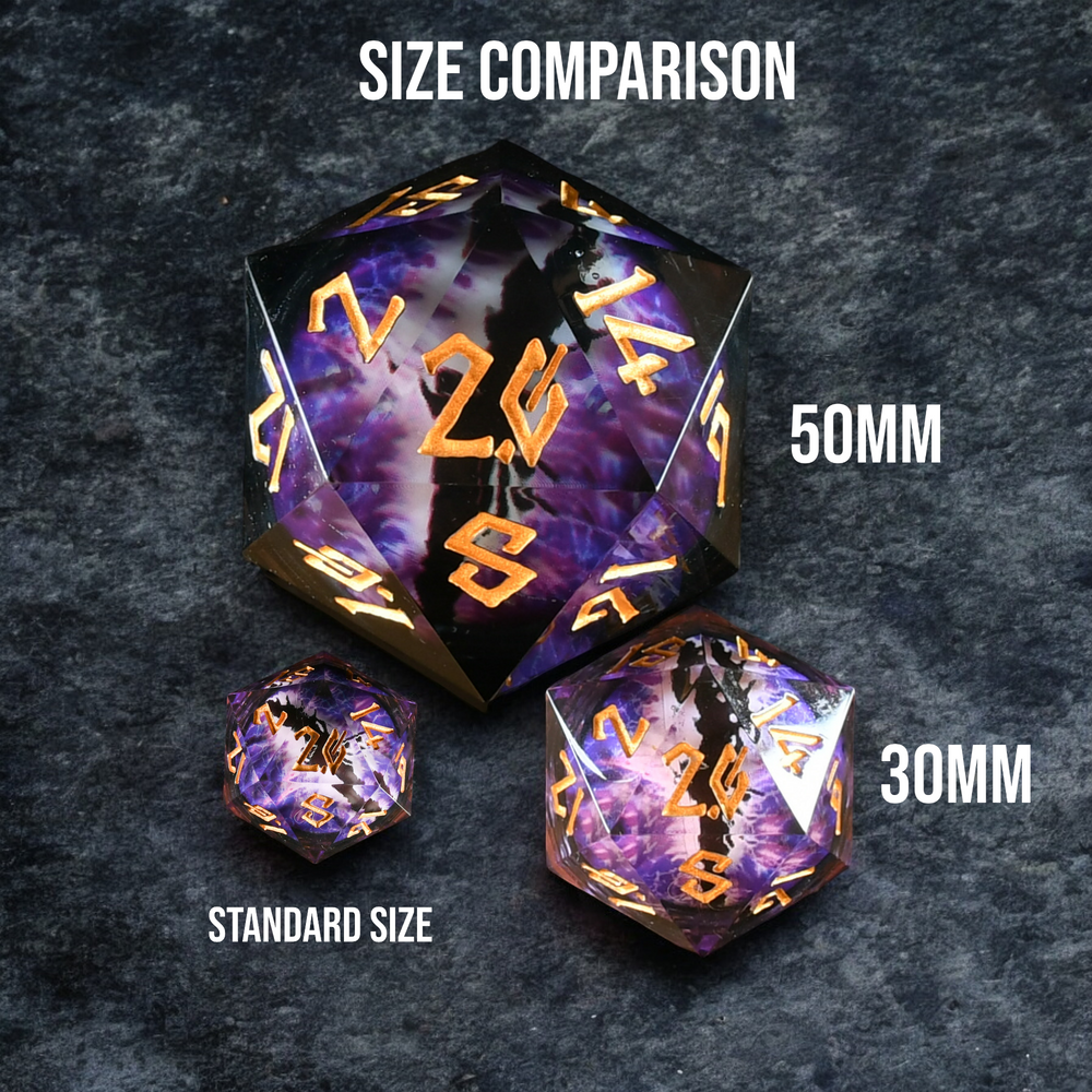 Enchanted Dragon (Black/Gold) Liquid Core 30mm D20 (ONLINE ORDER ONLY)