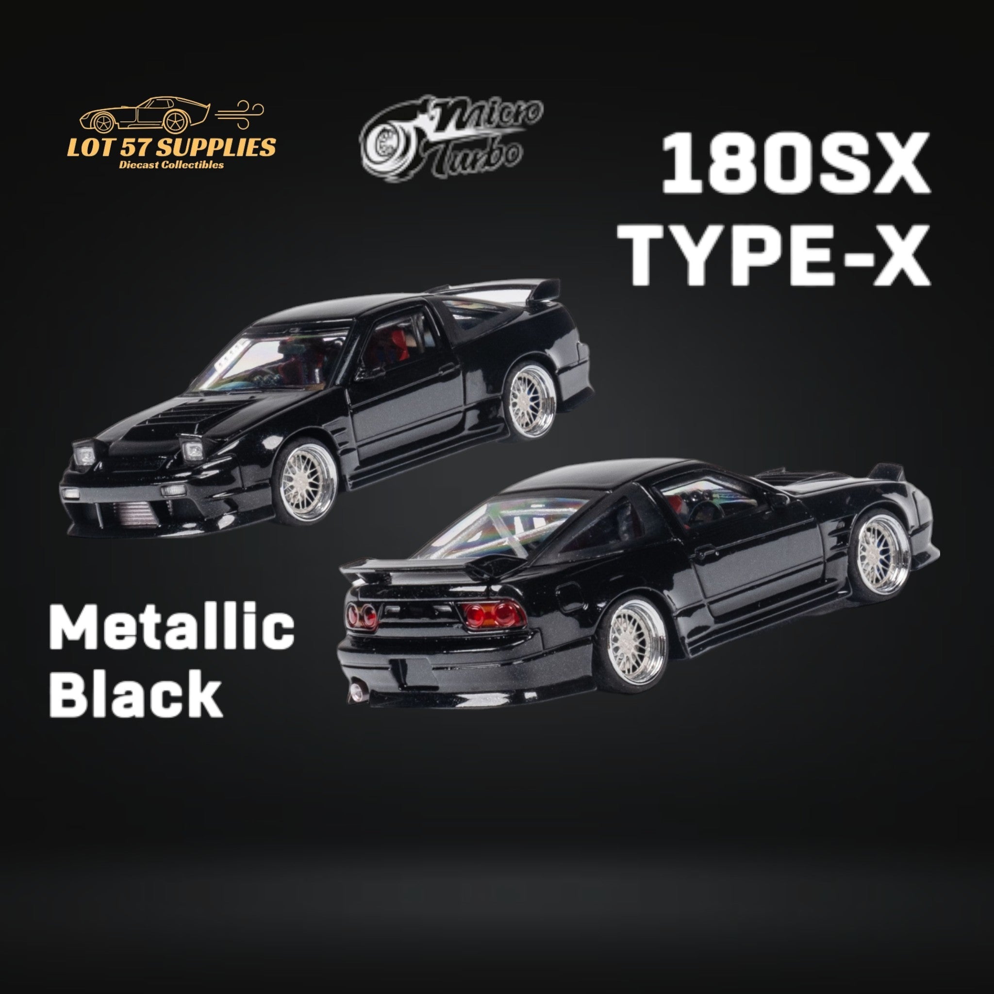 MicroTurbo Custom 180SX Type X Metallic Black 1:64 MT64180SXBLK (ONLINE ORDER ONLY)