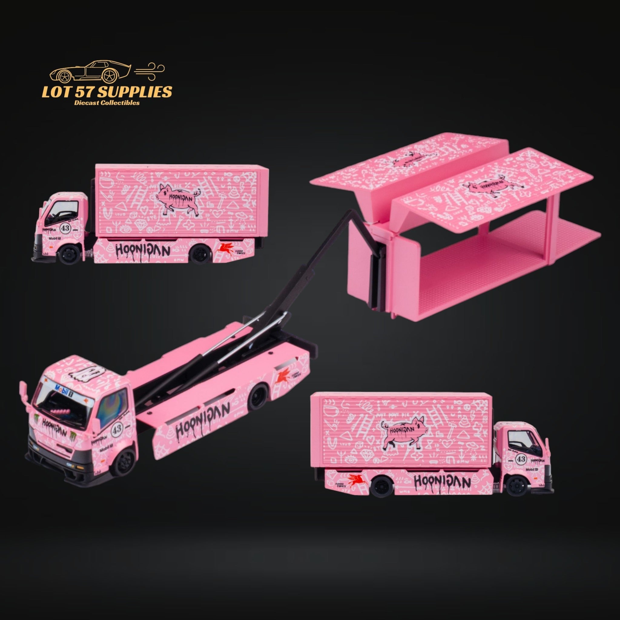 MicroTurbo HINO 300 Custom Box Truck in Pink #43 Livery 1:64 MT6404B5 (ONLINE ORDER ONLY)